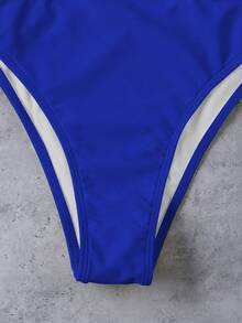 New Arrival Spring/Summer Sexy & Elegant Solid Blue One-Piece Swimsuit, Suitable For Beach, Vacation, Party, Date - Royal Blue - View 5