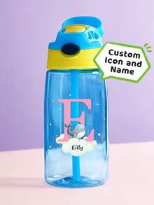 Botella de agua personalizada con nombre para niños con pajita y tapa, taza de acero inoxidable de 12oz/16oz para niños, temas de unicornio, mariposa y espacio, regalo de vuelta a la escuela - Estilos lindos - Ver 10