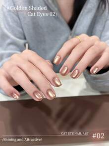 XEIJAYI 1瓶15毫升金色反光猫眼磁性可卸UV/LED凝胶指甲油，美甲沙龙工具，猫眼美甲，全息美甲设计 - 金色 - 查看 4