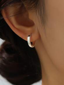 1 Pair Fashionable Minimalist Silver Brushed Copper Alloy Teardrop Earrings - Jewelry Accessories