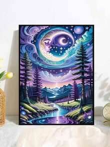 1 Set Of 5D Diamond Paintings: A Sparkling Night Sky. Includes Tools And Is Suitable For Beginners. A Diy Mosaic Art Craft For Home Walls And Rooms, Perfect As A Valentine'S Day, Thanksgiving, And Chinese New Year Gift. - Multicolor - View 2
