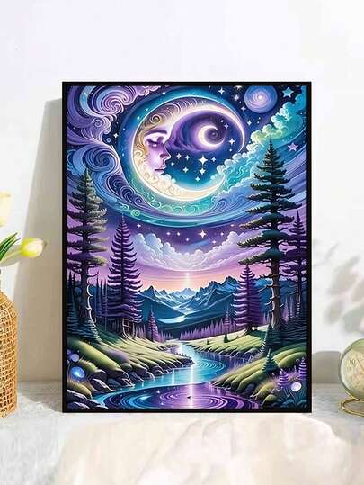 1 Set Of 5D Diamond Paintings: A Sparkling Night Sky. Includes Tools And Is Suitable For Beginners. A Diy Mosaic Art Craft For Home Walls And Rooms, Perfect As A Valentine'S Day, Thanksgiving, And Chinese New Year Gift.