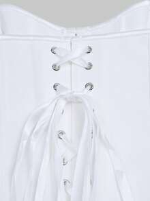 Áo corset hở lưng buộc dây kiểu cổ điển Apperloth với gọng thép, khoen kim loại, áo định hình hở lưng, áo quây ngắn, trang phục Halloween, thu đông dành cho nữ. - trắng - Xem 7