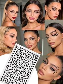 8PCS/5PCS/3PCS/2PCS/1pc 3mm/4mm/5mm/6mm Multi Specification Graphic Self-Adhesive Rhinestone Stickers, Mysterious Black Crystal Simulation Jewelry Diamonds, Used For DIY Crafts And Art Projects, Carnival, Valentine's Day, Halloween, Christmas Gifts, Mother's Day, Parties, Music Festivals, Facial Hair And Nail Decoration Rhinestone Stickers - Black - View 1