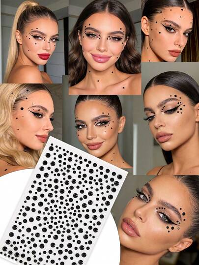 8PCS/5PCS/3PCS/2PCS/1pc 3mm/4mm/5mm/6mm Multi Specification Graphic Self-Adhesive Rhinestone Stickers, Mysterious Black Crystal Simulation Jewelry Diamonds, Used For DIY Crafts And Art Projects, Carnival, Valentine's Day, Halloween, Christmas Gifts, Mother's Day, Parties, Music Festivals, Facial Hair And Nail Decoration Rhinestone Stickers
