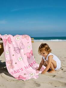 儿童个性化沙滩巾，夏季生日礼物，夏日氛围，女孩海滩之旅，定制沙滩巾，游泳池，沙滩装饰