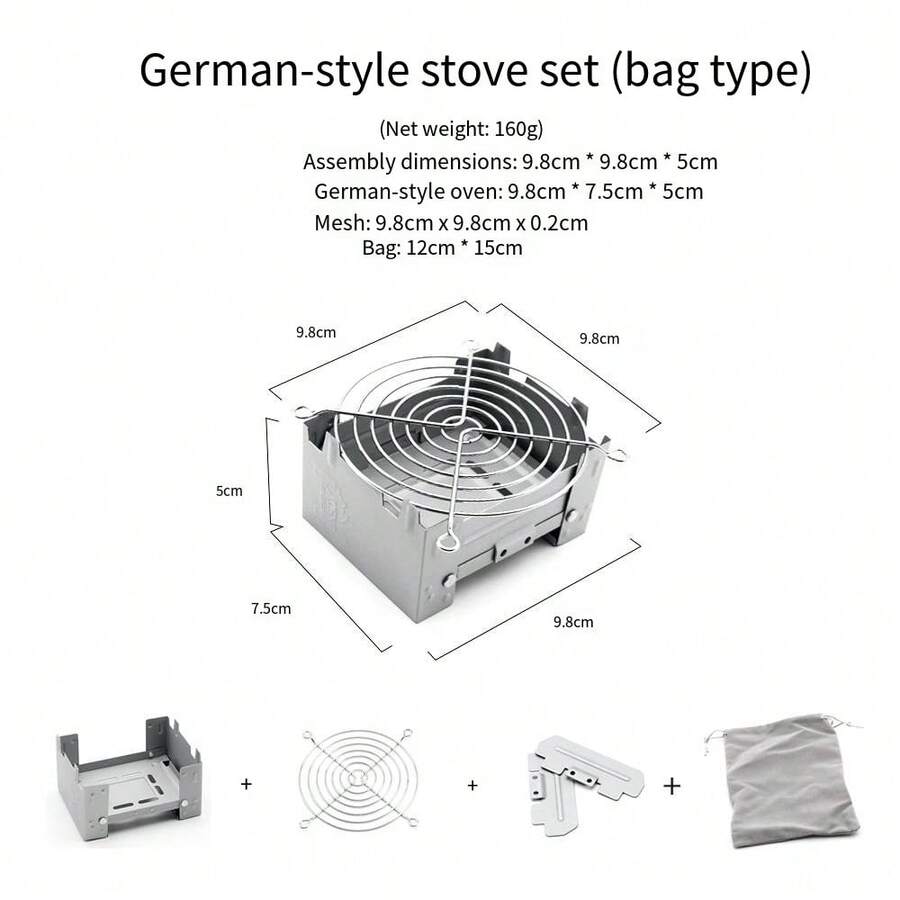 4件套超轻折叠口袋炉 | 适合户外露营和野外生存，配有便携式铁质炉头，可燃烧木柴，不接触食物，是生日、新年、圣诞节的理想礼物 - 彩色 - 查看 1