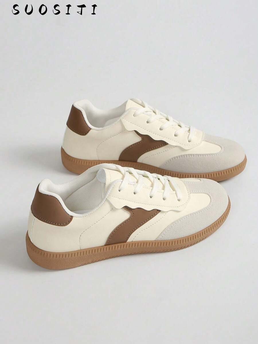 2026 Sapatos Esportivos Casuais de Outono Femininos, Sola Macia Antiderrapante, Retalhos, Adequados para Primavera e Outono