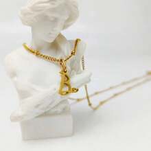 1件简约珍珠链26字母吊坠项链，时尚百搭女士颈链 - 金色 - 查看 3