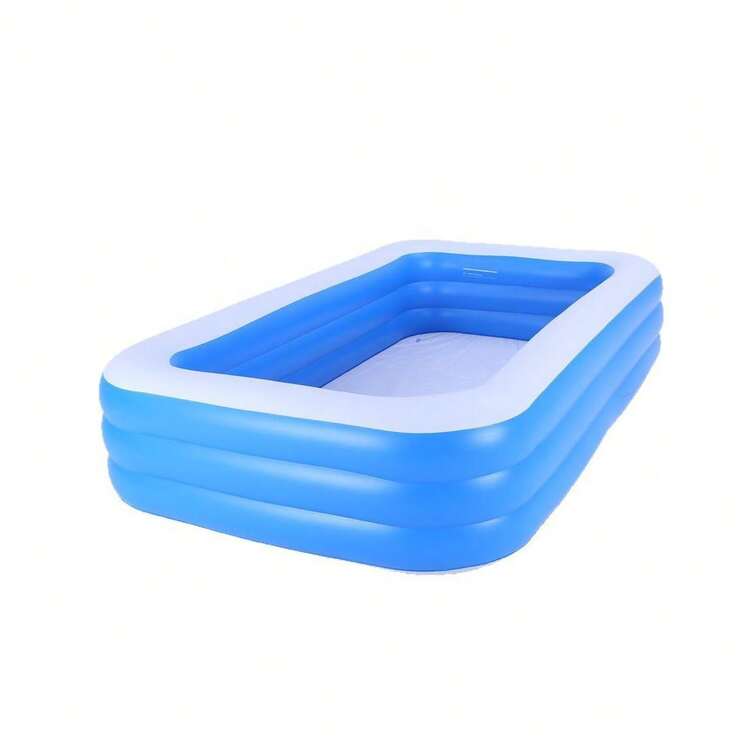 Inflatable rectangular swimming pool, 200cm full-size large inflatable pool, durable and thickened inflatable pool for summer beach use, suitable for outdoor, garden and backyard use. - Azul - Añade 3