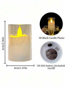 6pcs Transparent Glass Flameless Small Candles With Remote Control Timer, Real Wax Material, LED Flickering Effect, Suitable For Wedding, Home Decor, Holiday, Party, Candle Warmer, Gift - Transparent - View 6