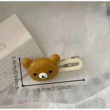 Adorable Cartoon Bear Hair Clips - 4 Duckbill Snap Clips, Transparent Candy Colors| Kawaii Women's Fashion Accessories| Cute Gift Ideas For Her, Friend ( Trending Style!) - 4 隻(2 隻棕色小熊 + 2 隻米色小熊) - 查看 8