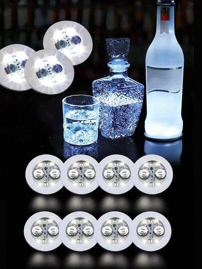 6/12pcs LED Luminous Coasters, LED Bottle Lights, Bottle Decorations, LED Beverage Sticker Coasters, Glitter Coasters, Colorful Glitter Bottle Coasters, LED Glowing Bottle Coasters, Bar And Nightclub Decor, Bar Decorative Lights, Event And Party Decor, Carnival Party Decor, Christmas Decor, Birthday Gifts, Valentine's Day, Easter, Mother's Day, New Year