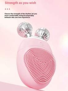 Electric Silicone Facial Cleansing Brush With 3D Roller Design, Lifting And Firming Facial Contour Cleansing, Electric Face Wash Device With V-Shape Slimming Vibration Massage Silicone Pore Cleaner Facial Cleansing Tool - Multicolor - View 9