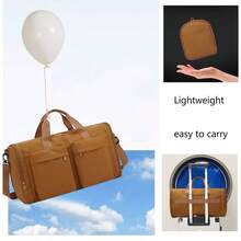 Foldable Travel Duffel Bag, Lightweight Luggage Bag With Shoes Compartment, Waterproof Multi-Partition Bag,Weekender Overnight Bag For Men & Women,Multi-Pockets Solid Color Baggage Bag,Dry Wet Separation Bag - 棕色 - 查看 8