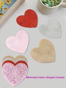 6/12pcs Heart Shaped Coasters, Suitable For Valentine's Day, Wedding, Party, Tabletop Decoration, Coffee Cup Mat, Thanksgiving, Easter, Christmas - Multicolor - View 2