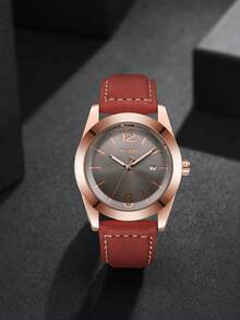 1pc TOMI Battery-Powered Men's Watch, High-Quality Leather Strap, Fashion Casual Watch Suitable For Daily Life, Father's Day, Valentine's Day, Christmas Gift - Multicolor - View 14