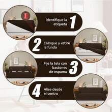 AMOROSA 3 Piezas Fundas Elásticas para Sillones Sala(1 plaza,2 plazas,3 plazas)Cubre Sillones para Sala,Cubiertas para Sillón Antideslizante y Resistente Lavable Fácil de Instalar Suave al Tacto y Resistente a la Suciedad Ideal para Salones Dormitorios Oficinas-Cafe - Café integral - Ver 5