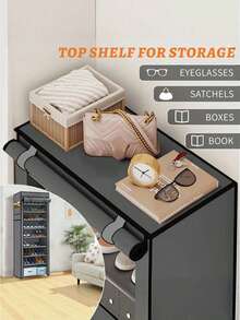 5/8/10-Layer Non-Woven Shoe Rack, Easy-To-Assemble Portable Shoe Cabinet With Dust Cover, Suitable For Entryways, Sneakers, High Heels And Boots, Etc., Practical Halloween/Christmas Gift - Xám - Xem 8