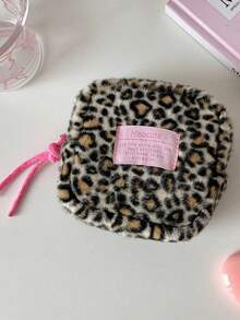 1Piece Fashion Leopard Makeup Bag Mini Cute Coin Purse Women's Plush Leopard Coin Wallet Small Zipper Wallet Cute Makeup Bag Cosmetics Bag Cash Bag ID Bag Credit Card Storage Bag Card Holder Soft Cloth Sanitary Pad Storage Bag - Multicolor - View 8