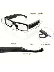 1080P HD Video Camera With Glasses, Digital Video Recorder Camera,Wide-Angle Lens Of 65 °, Eye Protection DV Bicycle Sports Cycling Camera, Outdoor Sports Glasses, Portable Camera With 32GB Memory Card