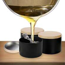 6/12 Peças Potes de Vela Pretos e Brancos, Suportes de Vela Pretos Foscos de 4oz com Tampas de Grão de Madeira, Para Fabricação de Velas, Suportes de Pavio, Adesivos de Pavio, Artesanato DIY, Armazenamento de Itens Pequenos, Bases para Velas - Multicolorido - Visão 6