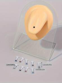 10pcs Acrylic Invisible Rhinestone Lip Rings, Unisex Combination Barbell Piercing Jewelry, Sexy Daily Accessories - 10pcs - View 5