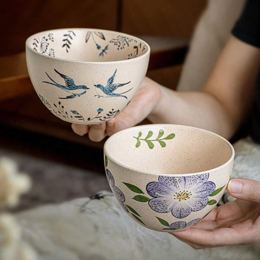 2 Stück 4,5-Zoll Keramik Ess-/Dessertschalen - Verschiedenfarbig - Übersicht 1