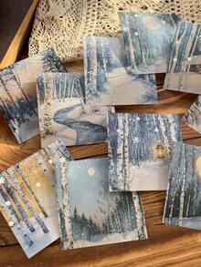 10Pcs Retro Large Size PET Waterproof Winter Snow Theme Stickers Simulated Relief Snowflakes Decoration Adhesive DIY Scrapbooking Diary Album Junk Journaling Stationery Scrapbook Supplies - Multicolor - View 5