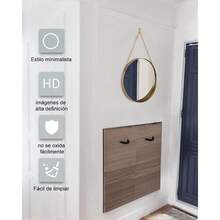 Redondo de Pared sin Agujero Vintage Dorado Redondo de Pared Espejo de Cadena Colgante Multiusos para baño Dormitorio salon etc Decorativo clasico Mediano - Dorado - Ver 5