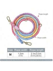 PETSIN 多功能繩式狗牽引繩7英尺，可調節雙旋轉勾，小型中型和大型犬隻，可用於奔跑，遠足，露營和散步，顏色為彩色馬卡龍 - 彩色 - 查看 3