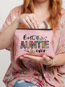 印有「Best Aunt」字樣的小手提包，卡通設計化妝包，便攜拉鍊化妝收納包，醫療收納包，零錢包，日常使用，旅行，禮物，拉鍊化妝包，節日禮物，感恩節禮物，Best Aunt 禮物，送給朋友和閨蜜的禮物，送給母親的禮物，送給女性的完美禮物 - 彩色 - 查看 17
