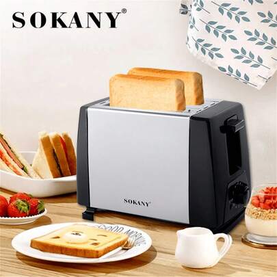  SOKANY 016S 家用烤面包机，全自动双片烤面包机，大功率，6档加热，温度可调，烘烤速度快，不锈钢材质，性能可靠，适用于家庭烤面包、早餐制作、吐司制作。
