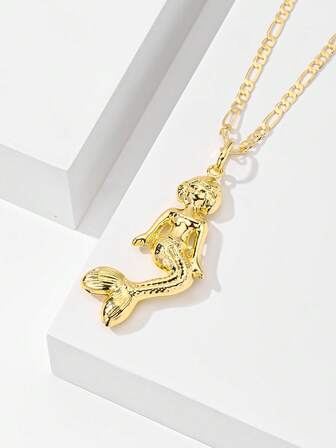 שרשרת תליון בת ים וינטג' מנחושת אחת, מהדורה מוגבלת, מתאימה כמתנה לחג המולד, חג ההודיה, ליל כל הקדושים, יום האם, יום האהבה, חברים, סעודת הקודש, לבוש יומיומי, תפילה