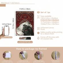 1 pieza Arte de pared de lienzo vintage - Dos caballos sobre una alfombra , con diseño ecuestre y de alfombra , patrones tradicionales rojos y azules, y un estilo estético moderno. Adecuado para la decoración del hogar, la decoración de la habitación, la decoración del dormitorio, la decoración de la sala de estar, la decoración del baño y la decoración de la pared. Arte de pared opcional con marco. - Multicolor - Ver 12