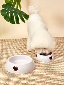 PETSIN 1pc Heart Dog Bowl, Single Bowl, For Small, Medium And Large Dogs, Cat Foods And Pet Supplies - Light Grey - View 5