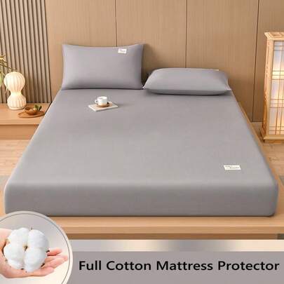 1pc Mattress Protector Cover, Fitted Sheet, Gift For Mom, Home/Hotel/Dorm Use, Solid Color Simple Anti-Slip Mattress Cover, Full Wrap Around, Convenient, Suitable For All Seasons