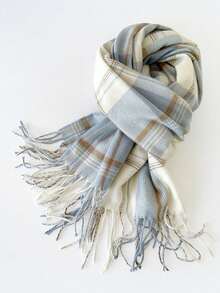 1 buc eșarfă în formă de inimă pentru femei toamnă/iarnă, eșarfă/șal cald în carouri, eșarfă pătură groasă extra mare, potrivită ca și cadou - Multicolor - Vizualizare 13