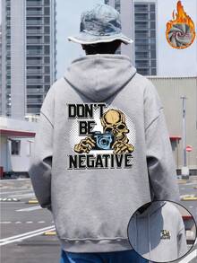 2025 Otoño Invierno Nueva Sudadera con Capucha Suelta para Hombre, Impresión de Calavera y Cámara, Manga Larga, Top Deportivo Casual, Versátil, Marca de Moda, Estilo de Calle, Chaqueta Cálida y Elegante para Jóvenes Estudiantes - Negro - Ver 7