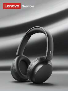 Lenovo 联想LS108蓝牙耳机，头戴式耳机，适合日常音乐聆听，配备大尺寸动圈单元，音质出色，支持ENC降噪，通话清晰，延迟低，续航时间长，佩戴舒适，适合运动和跑步，兼容智能手机和电脑。 - 黑色 - 查看 12