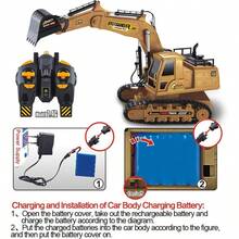 PTHTECHUS® RC Excavadora Vehiculos de construccion RC de para Niños con Bateria Recargable Control Remoto Tractor de construccion Incluyey Cargador USB Luces y SonidoDivertido, duradero y necesario para regalar a los niños - WJJ011DMX - Ver 4