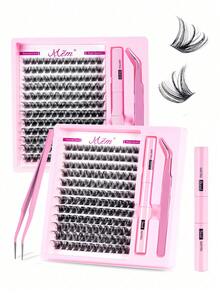 MEM 144 Piece Eyelash Curler Set, Curled D 9-16mm, With Applicator, Glue And Sealant - Long And Wide Handle Eyelash Curlers, Eyelash Bundle Set, False Eyelashes - Black - View 2