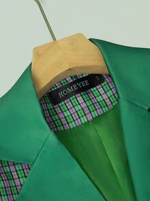 HOMEYEE Blazer Collar Long Sleeve Printed Casual Elegant Versatile Business Commute Jacket, Suitable For All Seasons - Green - View 4