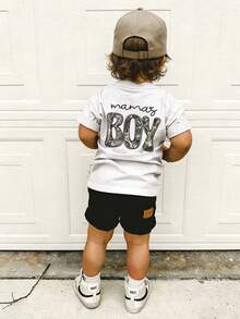 1pc Toddler Boys' Creative Cartoon Graphic Letter Slogan Print Basic Crew Neck Short Sleeve T-Shirt, Casual & Fashionable Baby Boy Clothing - White - View 7