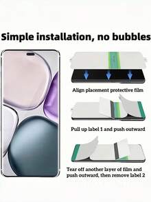 3pcs HD Hydrogel Film Explosion Proof And Scratch Resistant Mobile Phone Screen Protector Film Compatible With Huawei/Honor// Smooth Oil Layer Scratch Automatic Repair, Simple And Easy To Stick Protective Film Soft Film [Not Glass] - Clear - View 6