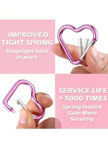 Heart-Shaped Carabiner, Aluminum Alloy Spring Clip Keychain, Self-Locking Key Chain Clip, Suitable For Fishing, Hiking, Travel, Home, Running, Adventure And Camping Activities - Multicolor - View 5