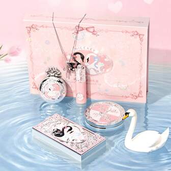 Art Value Set de regalo de maquillaje de ballet rosa - Crema labial, rubor en polvo, iluminador, paleta de sombras de ojos, kit de cosméticos, esencial para regalos de Navidad