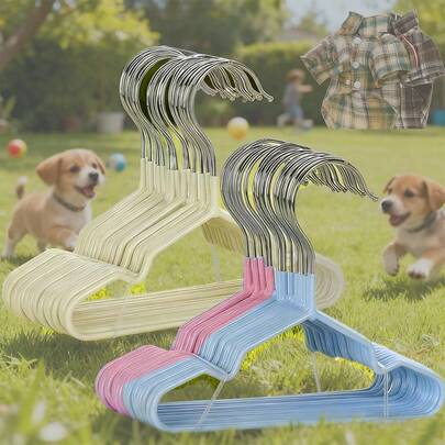 10pcs Mini Metal Pet Clothes Hangers, Pet Apparel Storage, Small Dog Cat Clothes Racks