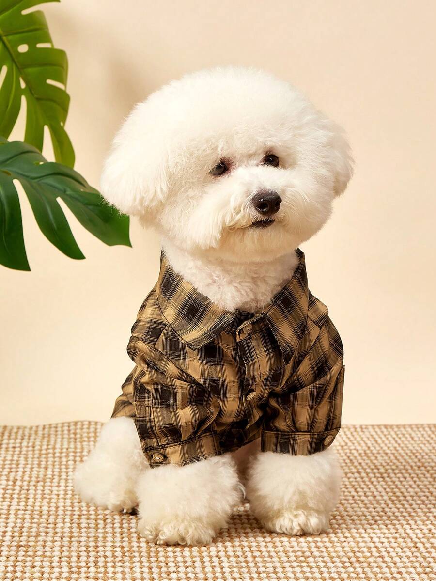 PETSIN 1pc Pet Casual Fashion Spring/Summer Plaid Shirt