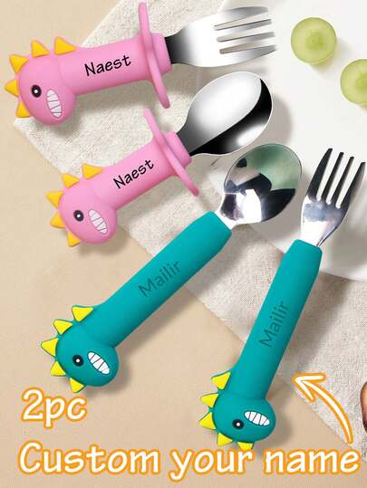 1 pieza Juego de cubiertos personalizados de acero inoxidable 316 para niños, juego de cubiertos personalizados, cuchara, tenedor, cuchillo, cucharilla de té, cuchara de sopa personalizada con nombre de niño, vajilla para niños pequeños, juego de cubiertos lindos personalizados, cuchara de entrenamiento para bebé personalizada, juego de cubiertos creativos para niños, regalo conmemorativo de cumpleaños, regalo para niños, regalo de Navidad, regalo de Halloween, regalo de fiesta, boda, cumpleaños, fiesta, cuchara, tenedor, cuchillo personalizados con nombre, de moda para otoño, niños, vajilla infantil personalizada